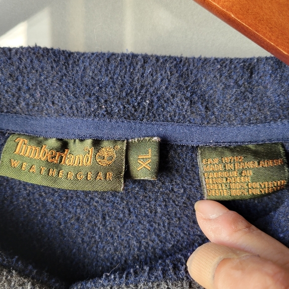 Timberland Sweater Pullover Mens Size XL Dark Gray Fleece V-Neck Logo Embroidere - Picture 3 of 12